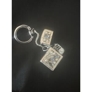 Vintage Sam Fink Inc Mini 1960's 70's Lighter Japan Keychain Key Ring W/Pearls